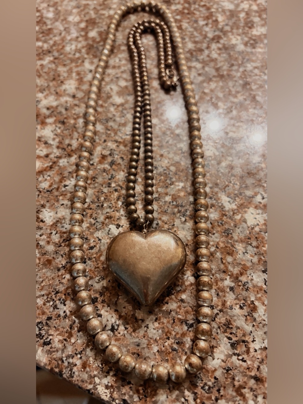 Gold Silver Tone Heart Beaded Necklace -set Women's Jewelry - Picture 2 of 4